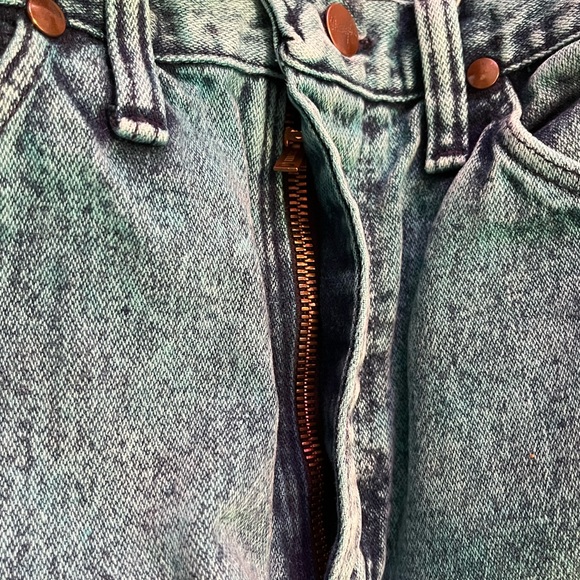 Vintage Wrangler Teal Acid Wash Jeans size 7 L 34 - Picture 6 of 8
